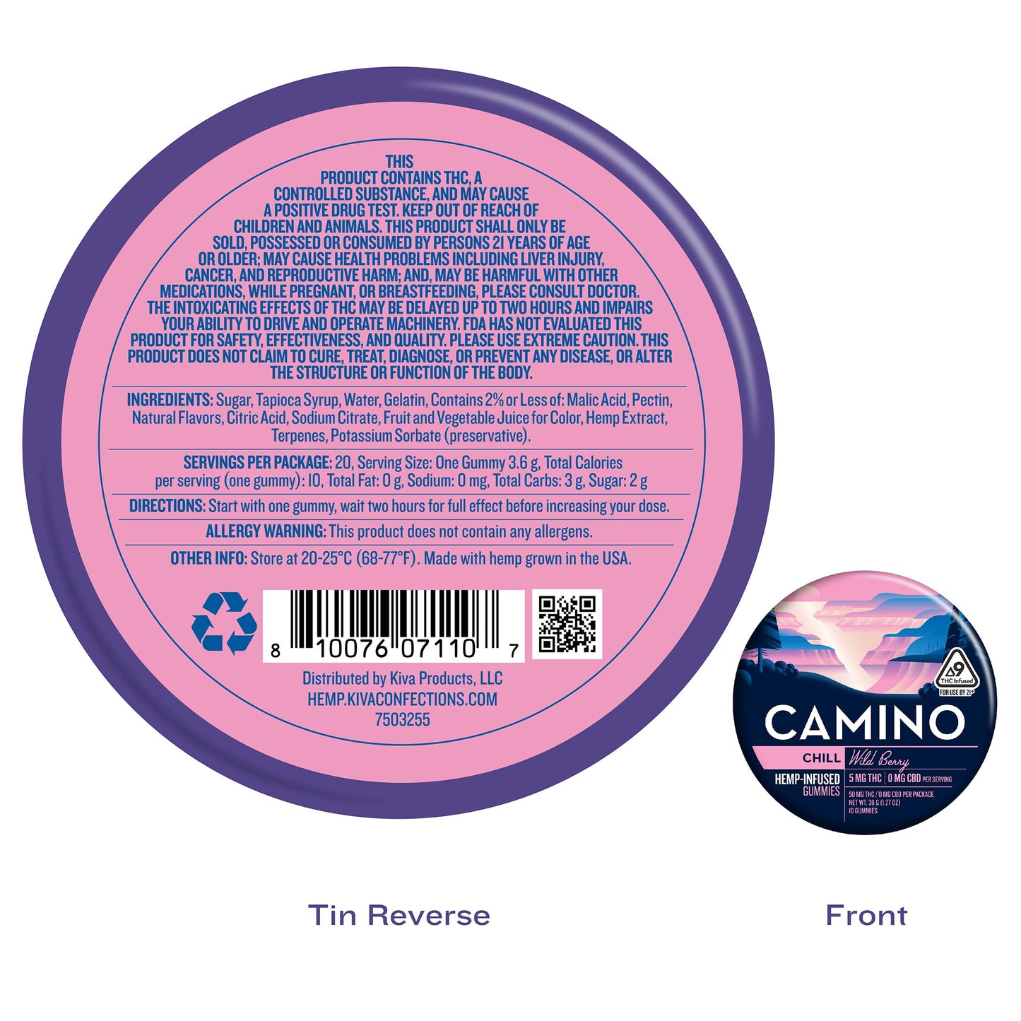 Camino Wild Berry - Chill - 5mg THC Gummies (100mg) (12 Tins Per Case)