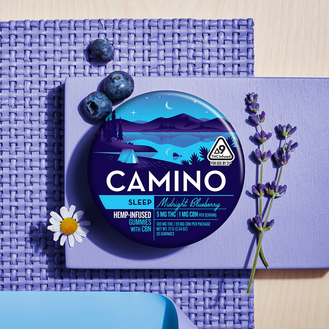 Camino Midnight Blueberry - Sleep - 5mg THC : 1mg CBN Gummies (100mg) (12 Tins Per Case)