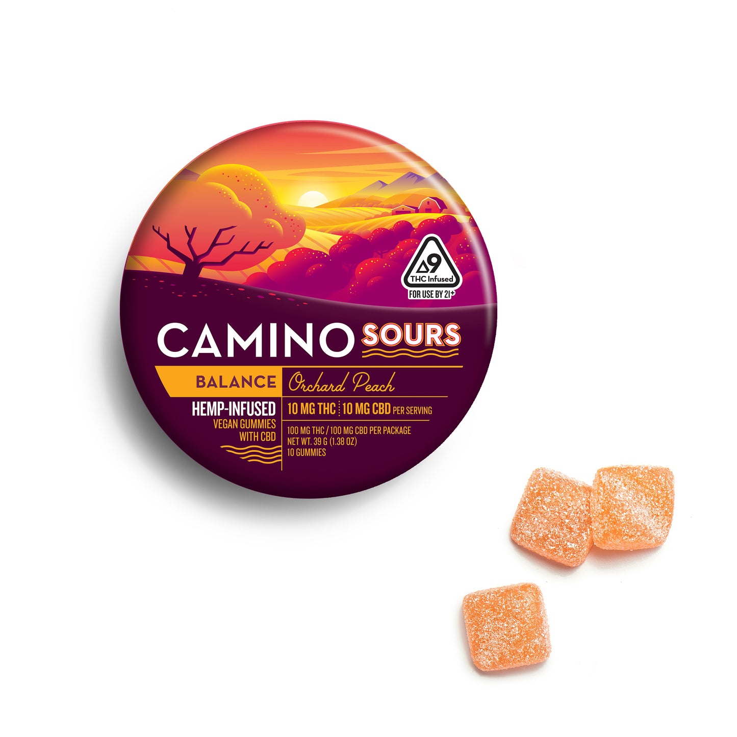 Camino Sours - Orchard Peach - Balance - 10mg THC Gummies (100mg)