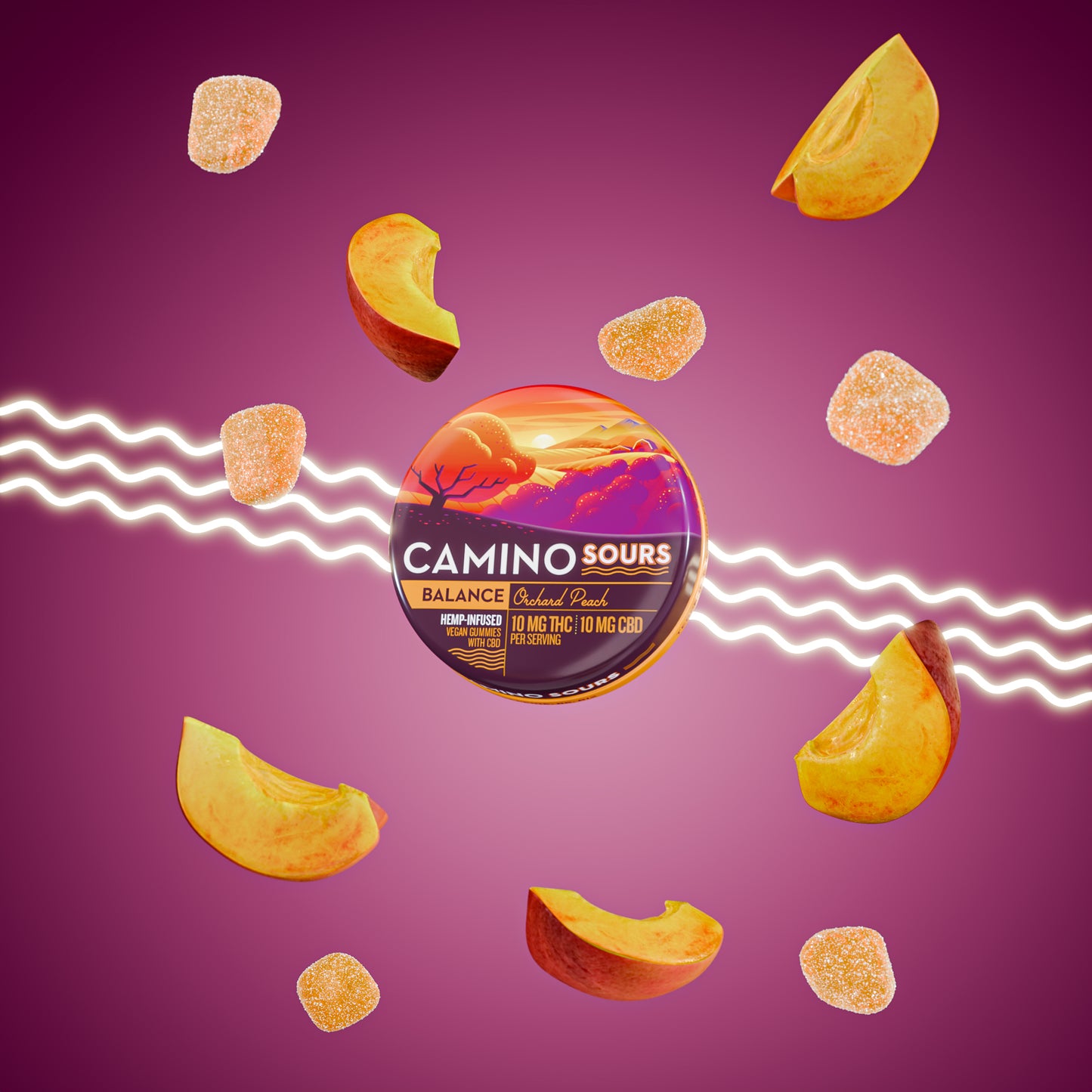 Camino Sours - Orchard Peach - Balance - 10mg THC Gummies (100mg)