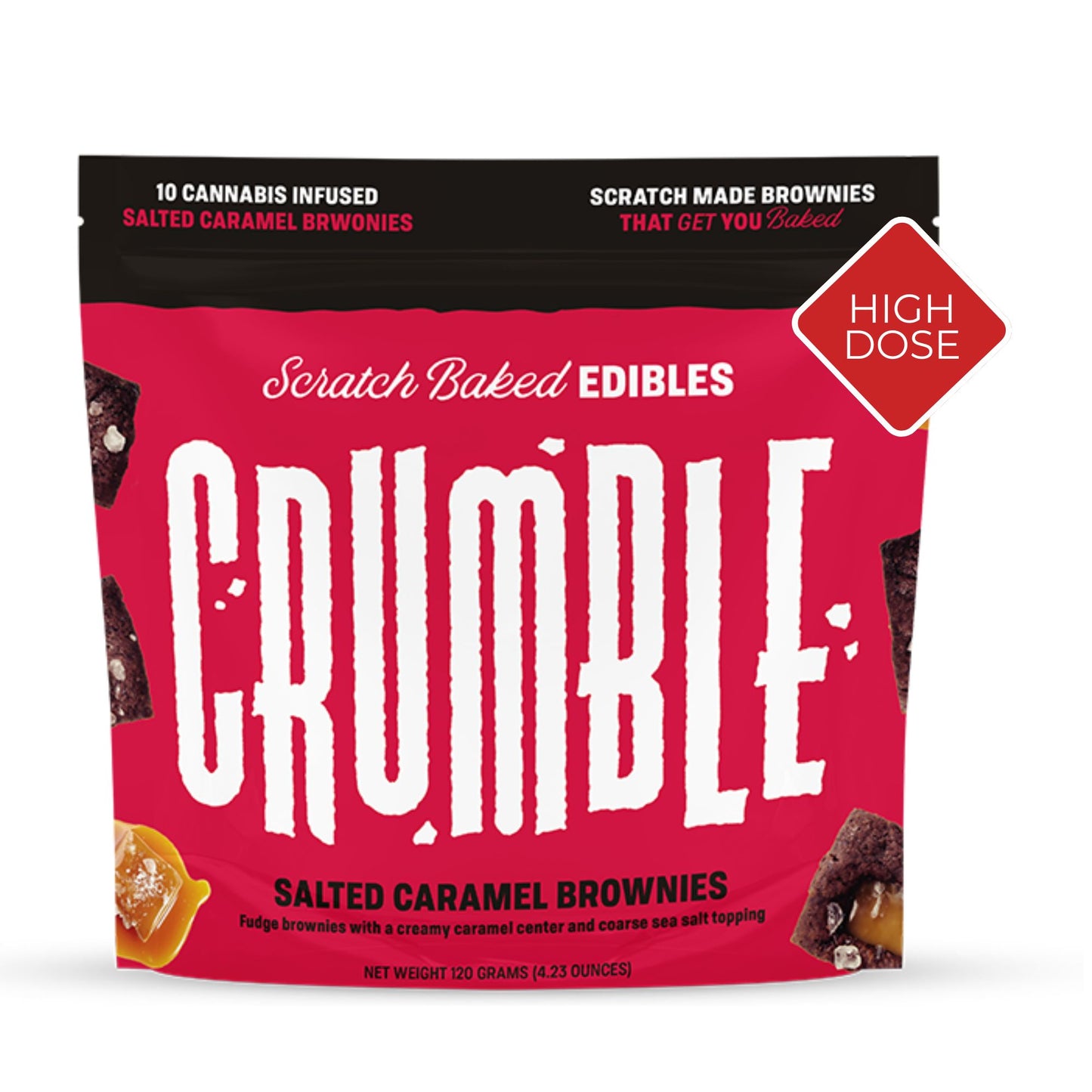 Crumble - Salted Caramel Brownies - 10 pieces (30mg each, 300mg total) 10 bags per case