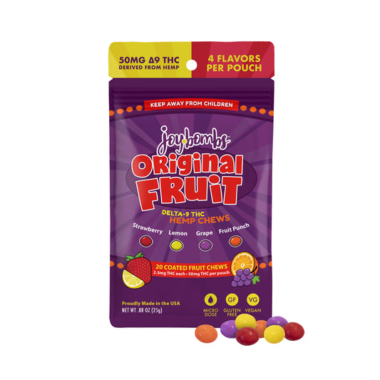 Joy Bombs Original Fruit - 2.5mg THC Hemp Chews (50mg TTL) (10 Bags Per Case)