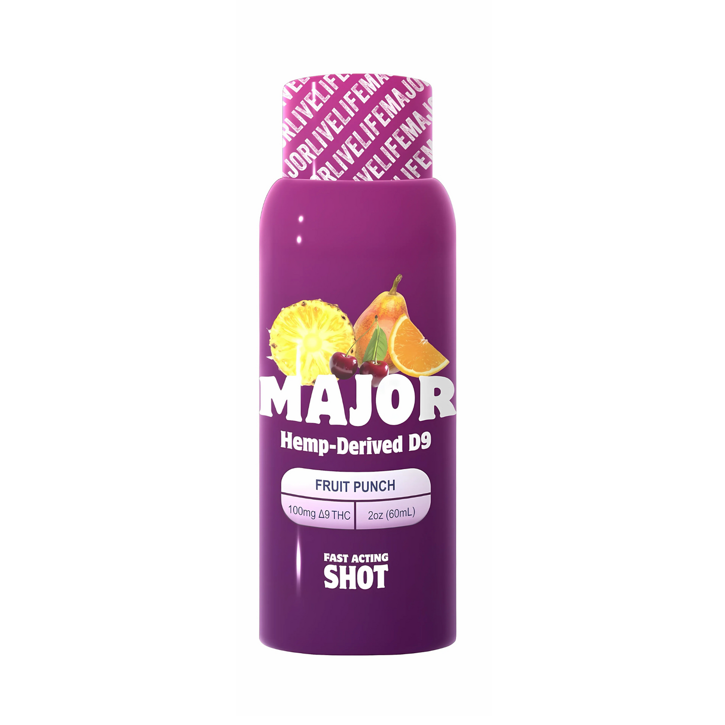 Major - Fruit Punch, Fast Acting Shot (100mg per bottle) 12 bottles per case
