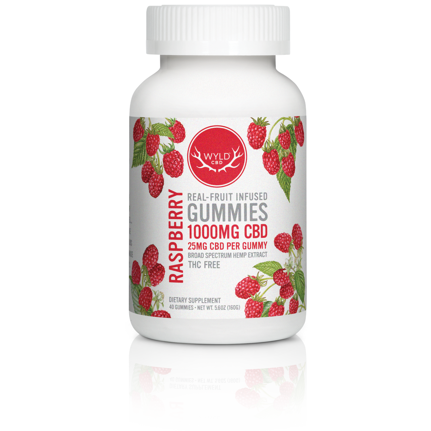 SINGLE - Wyld CBD - Raspberry CBD - 25mg CBD per piece (1000mg) 40ct