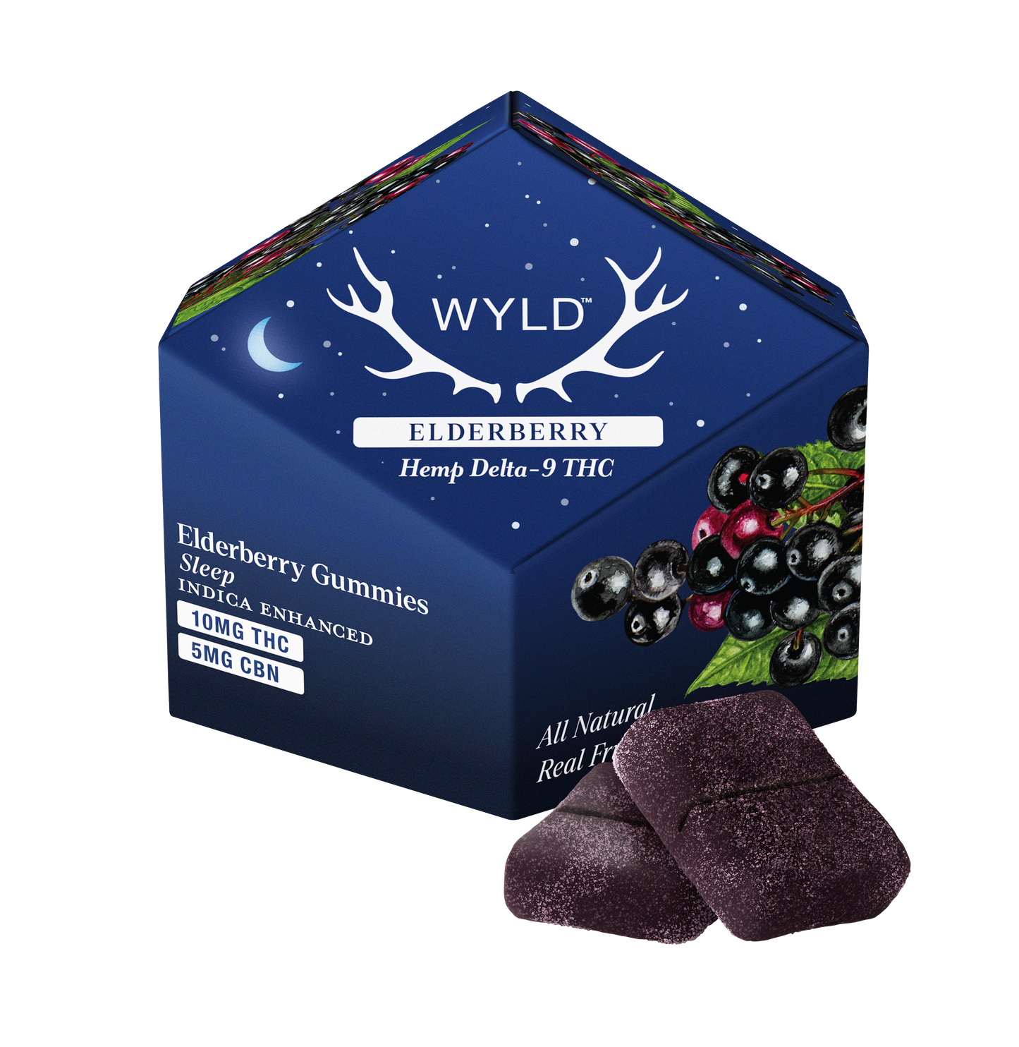 SINGLE - Wyld - Elderberry 2:1 THC:CBN - Sleep - 10mg THC per piece (100mg) 10ct
