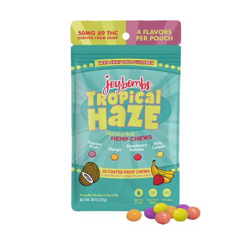 Joy Bombs Tropical Haze - 2.5mg THC Hemp Chews (50mg TTL) (10 Bags Per Case)