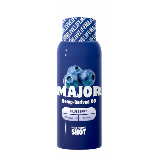 Major - Blueberry, Fast Acting Shot (100mg per bottle) 12 bottles per case