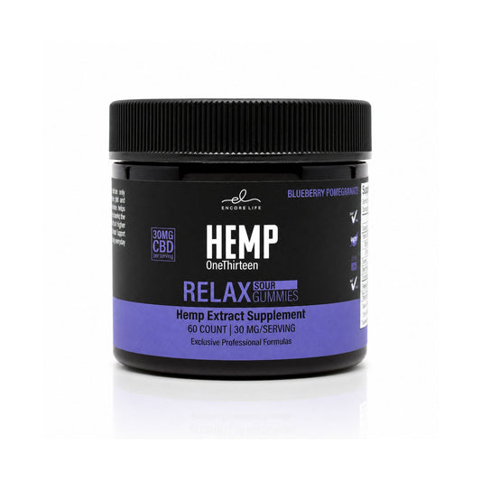 Encore Life- CBD Relax Sour Gummies- Blueberry Pomegranate