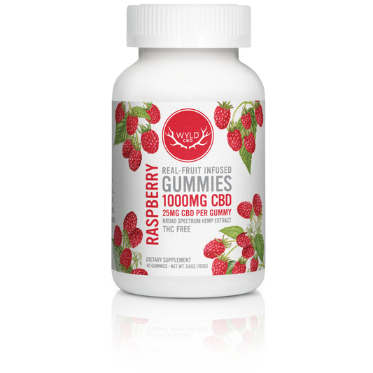 SINGLE - Wyld CBD - Raspberry CBD - 25mg CBD per piece (1000mg) 40ct