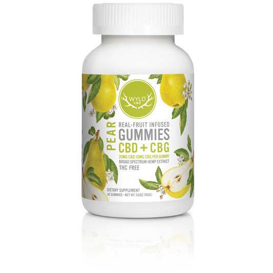 SINGLE - Wyld CBD - Pear CBD 2:1 - 20mg CBD per piece: 10mg CBG (800mg) 40ct
