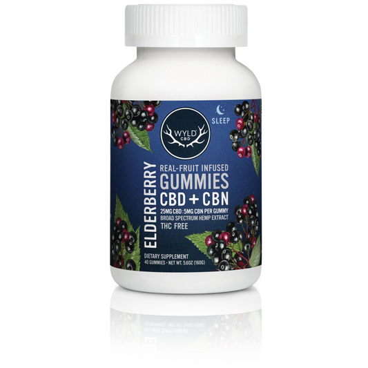 Wyld CBD - Elderberry CBD 5:1 - 25mg CBD per piece: 5mg CBN (1000mg) 40ct