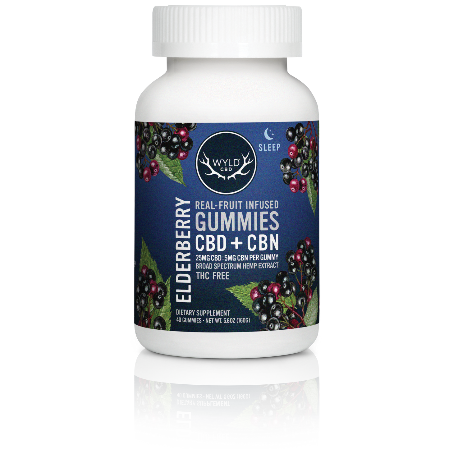 SINGLE - Wyld CBD - Elderberry CBD 5:1 - 25mg CBD per piece: 5mg CBN (1000mg) 40ct