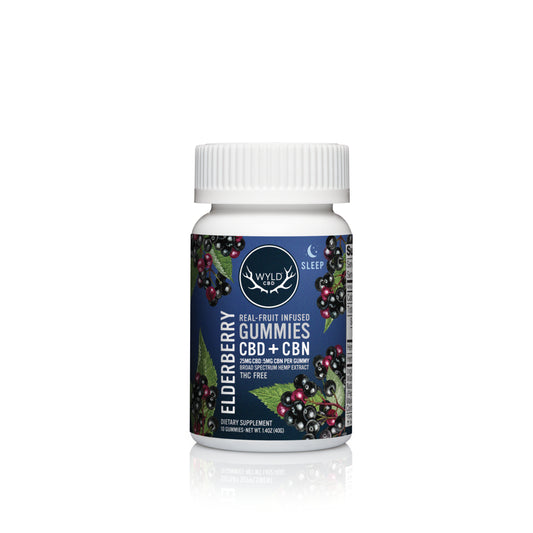 SINGLE - Wyld CBD - Elderberry CBD 5:1 - 25mg CBD per piece: 5mg CBN (250mg) 10ct