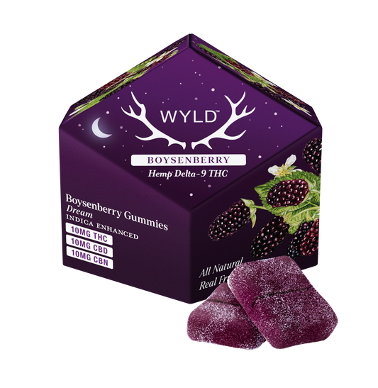 SINGLE - Wyld - Boysenberry 1:1:1 THC:CBD:CBN - Dream - 10mg THC per piece (100mg) 10ct