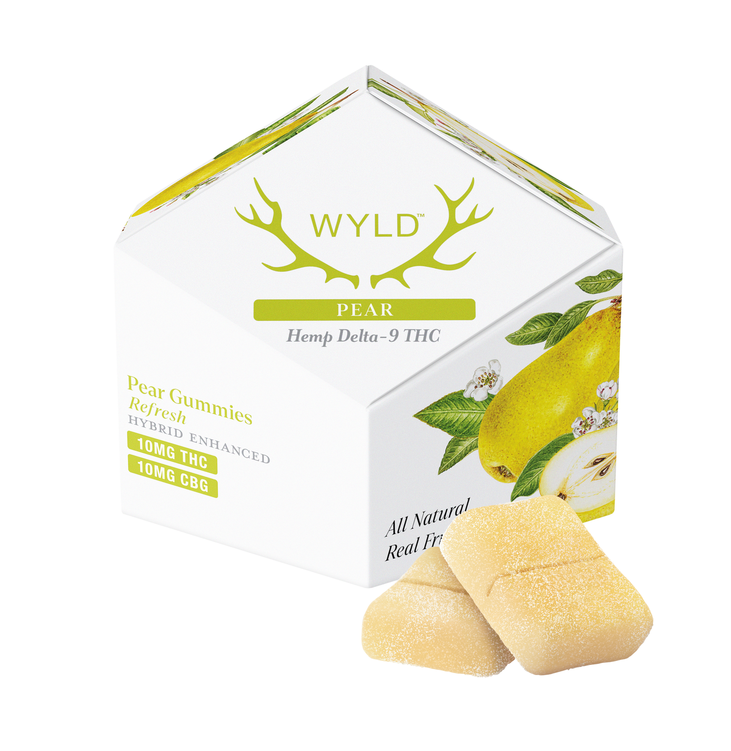 SINGLE - Wyld - Pear 1:1 THC:CBG - Refresh - 10mg THC per piece (100mg) 10ct