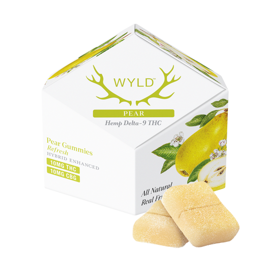 SINGLE - Wyld - Pear 1:1 THC:CBG - Refresh - 10mg THC per piece (100mg) 10ct