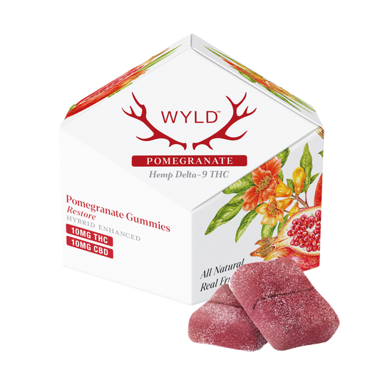 SINGLE - Wyld - Pomegranate 1:1 THC:CBD - Restore - 10mg THC per piece (100mg) 10ct