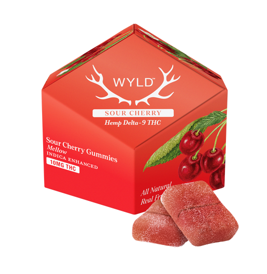SINGLE - Wyld - Sour Cherry Indica THC - Mellow - 10mg THC per piece (100mg) 10ct
