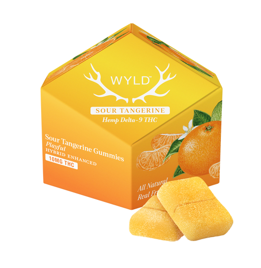 SINGLE - Wyld - Sour Tangerine Hybrid THC - Playful - 10mg THC per piece (100mg) 10ct