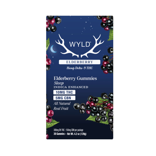 SINGLE - Wyld - Elderberry 2:1 THC:CBN - Sleep - 10mg THC per piece (300mg) 30ct