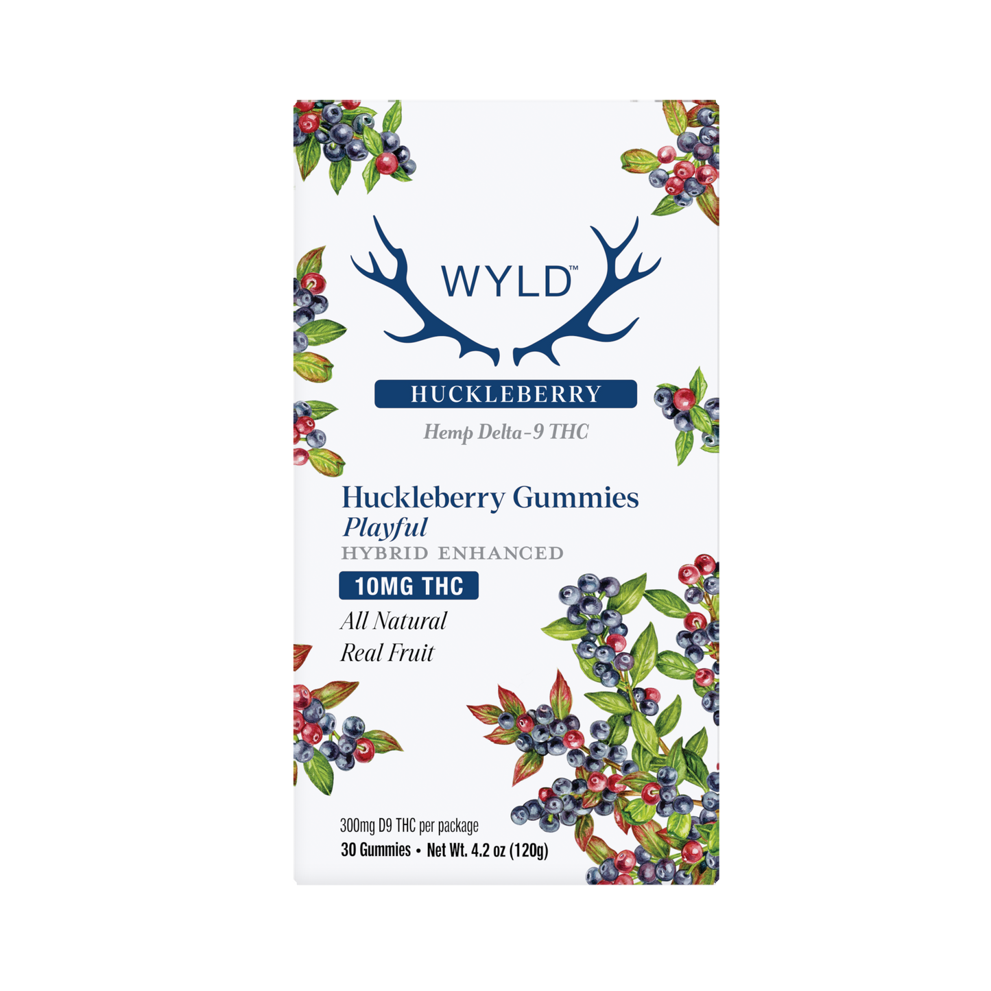 Wyld - Huckleberry Hybrid - Playful - 10mg THC per piece (300mg) 30ct