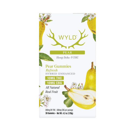 SINGLE - Wyld - Pear 1:1 THC:CBG - Refresh 10mg THC per piece (300mg) 30ct