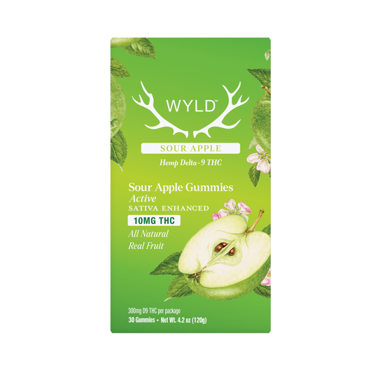 Wyld - Sour Apple Sativa THC - Active - 10mg THC per piece (300mg) 30ct