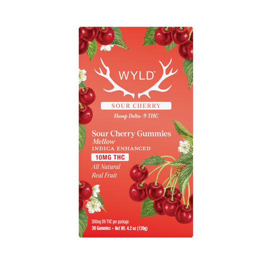 SINGLE - Wyld - Sour Cherry Indica THC - Mellow - 10mg THC per piece (300mg) 30ct