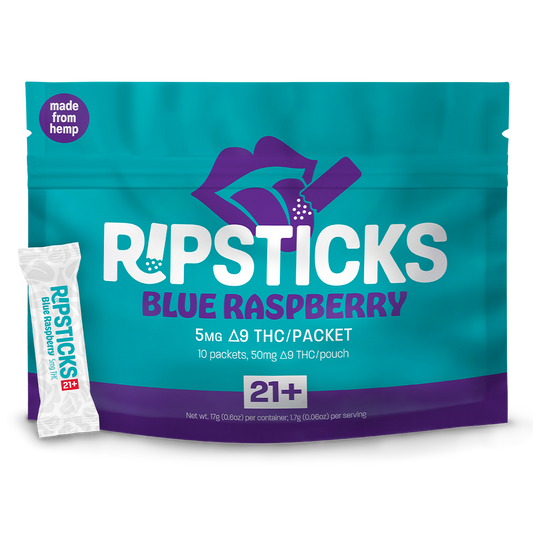 RIPPLE - Blue Raspberry Ripsticks (50mg Per Bag) (10 bags per case)