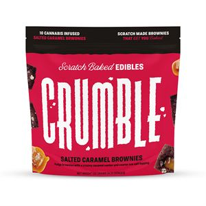 CRUMBLE - Salted Caramel Brownie  10 pieces (10mg each, 100mg total) 10 bags per case